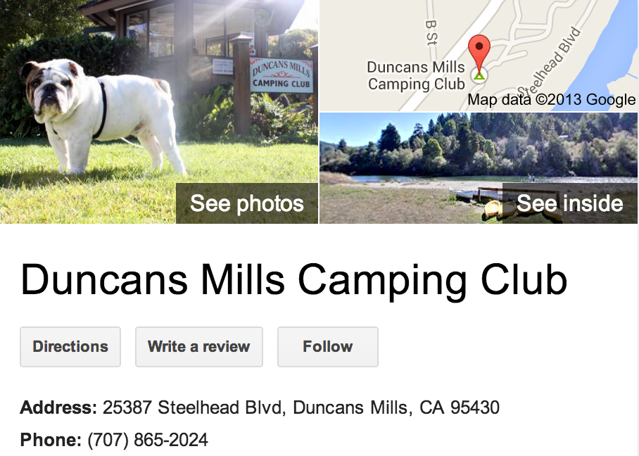 Duncans Mills Camping Club