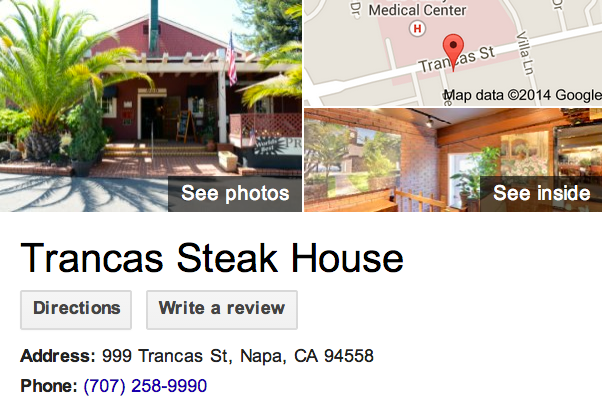 Google Business View for a Steak House.  Look Inside!