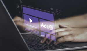 Target advertising online to success concept. programmatic Ad in feed on screen. Optimize advertisement target click through rate and conversion. Dashboard digital marketing strategy analysis.